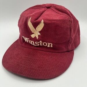 Winston Corduroy Snapback Baseball Hat Cap Made USA NASCAR Cigarettes Vintage